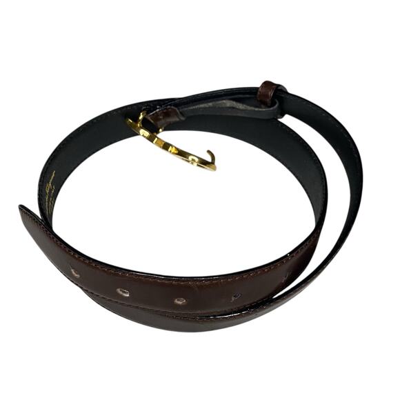Women\'s Salvatore Ferragamo Double-Gancini Dark Brown Leather Belt Size 75 main image 5